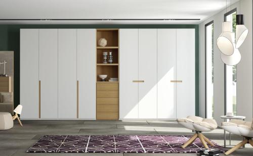 Contemporary wardrobe / wooden / with hinged door